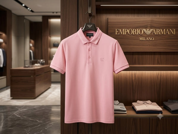 Men's Premium Pink Polo T-Shirt Soft Textured Fabric Classic Collar