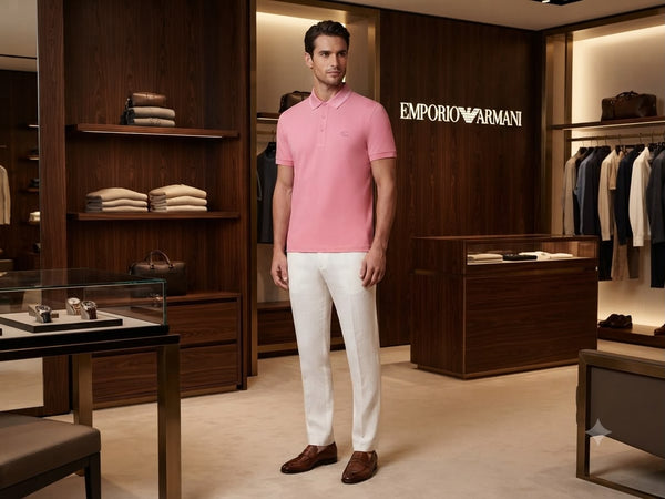 Men's Premium Pink Polo T-Shirt Soft Textured Fabric Classic Collar