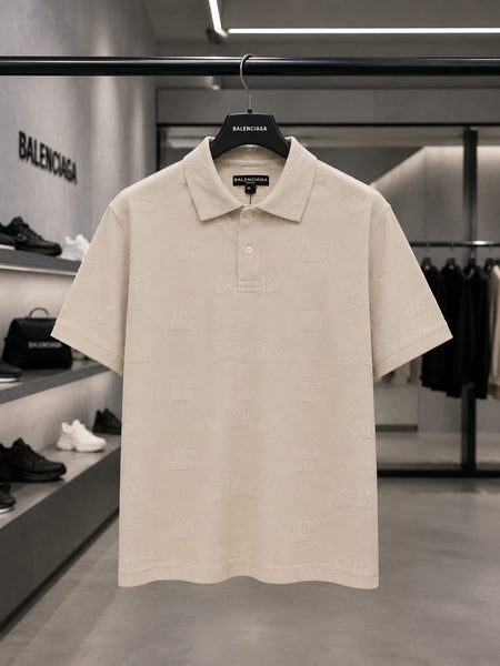 Men's Premium Beige Textured Polo T-Shir Regular Fit | Smart Casual Wear