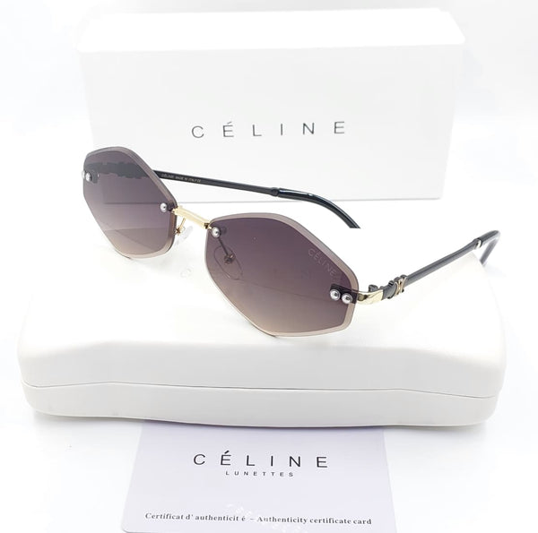 Premium Rimless Geometric Sunglasses for Men & Women Stylish Metal Frame Eyewear