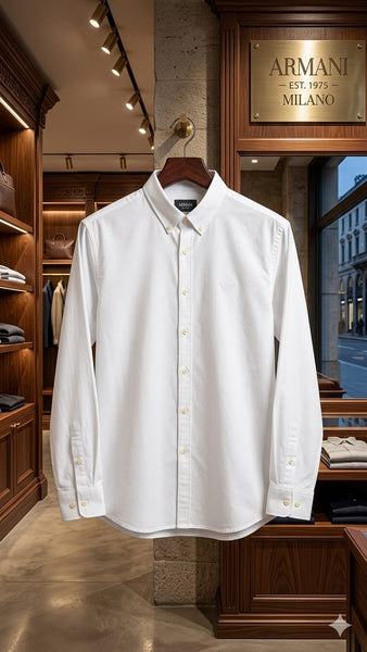 Men's Premium White Casual Shirt Full Sleeve Button-Down Formal Shirt