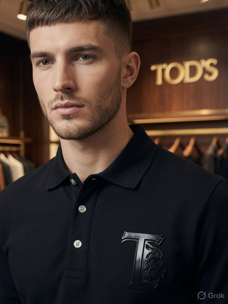 Men Premium Black Polo T-Shirt Classic Regular Fit Polo with Embossed Chest Logo