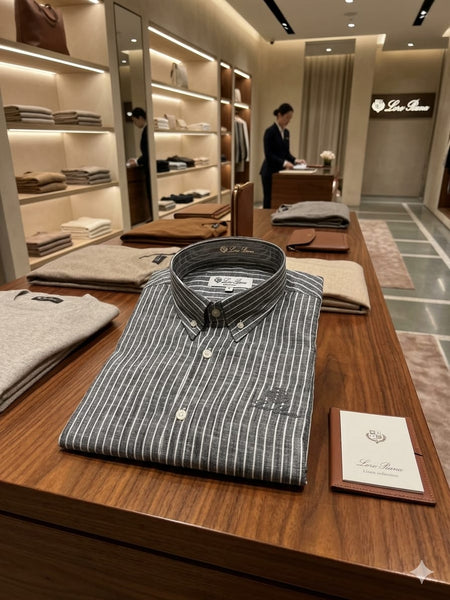 Premium Grey Striped Full Sleeve Casual Shirt Regular Fit  Button-Down Shirt