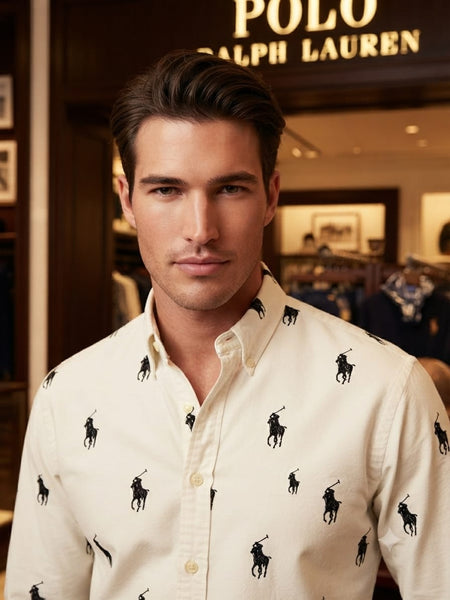 Men's Premium Brand Logo Printed Full Sleeve Casual Shirt