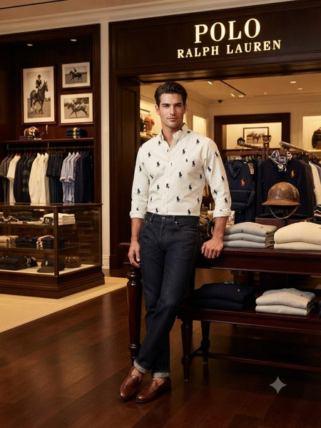Men's Premium Brand Logo Printed Full Sleeve Casual Shirt