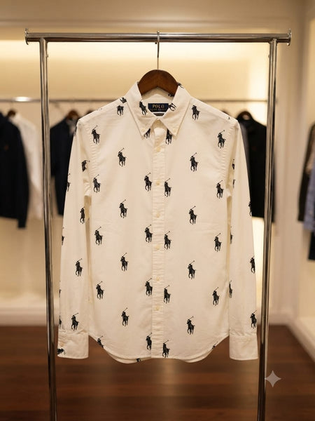 Men's Premium Brand Logo Printed Full Sleeve Casual Shirt