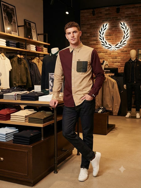 Men Premium Color Block Full Sleeve Casual Shirt