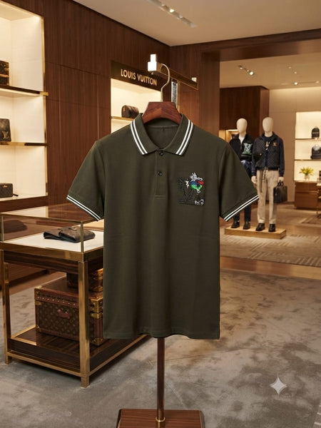 Men Premium Olive Green Polo T-Shirt Classic Collar Regular Fit