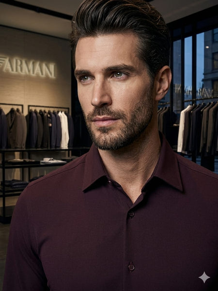 Men’s Premium Wine Formal Shirt | Elegant Full Sleeve Casual & Office Wear