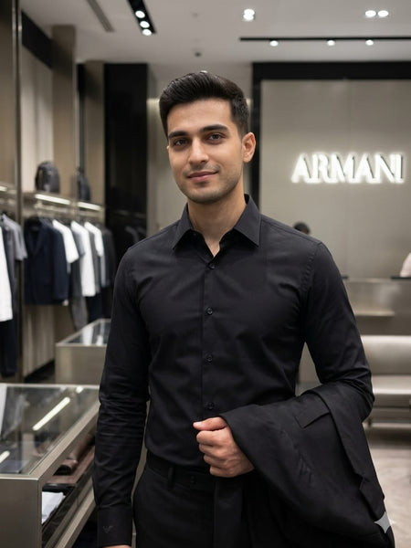 Men  Premium Black Formal Shirt Elegant Full Sleeve Regular Fit Office & Party Wear