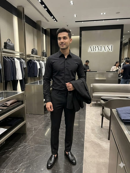 Men  Premium Black Formal Shirt Elegant Full Sleeve Regular Fit Office & Party Wear