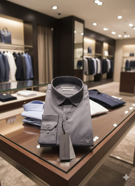 Men Premium Grey Formal Shirt with Pocket Detail  Elegant Full Sleeve Office & Casual Wear