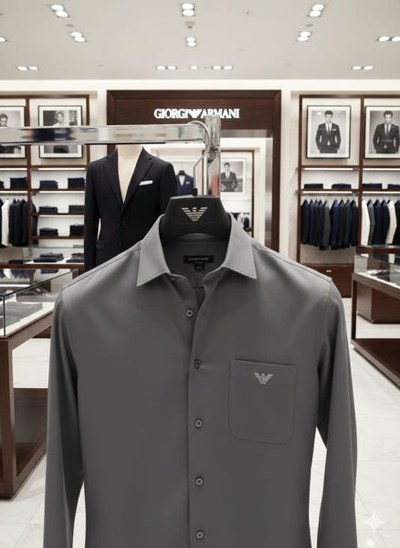 Men Premium Grey Formal Shirt with Pocket Detail  Elegant Full Sleeve Office & Casual Wear