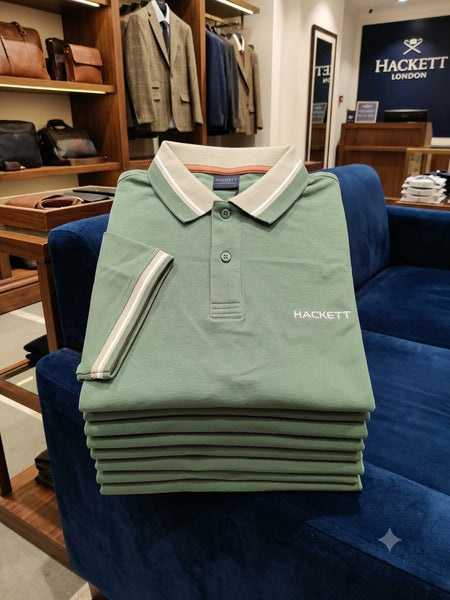 Men Premium Mint Green Polo T-Shirt with Contrast Collar & Sleeve Detail