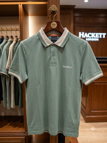 Men Premium Mint Green Polo T-Shirt with Contrast Collar & Sleeve Detail