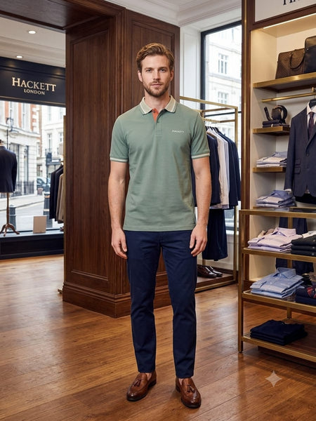Men Premium Mint Green Polo T-Shirt with Contrast Collar & Sleeve Detail