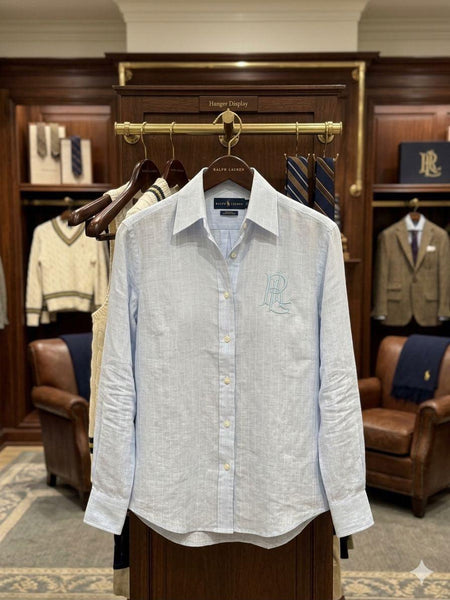 Women  Premium Blue Check Shirt  Elegant Casual Wear with Classic Embroidery Design