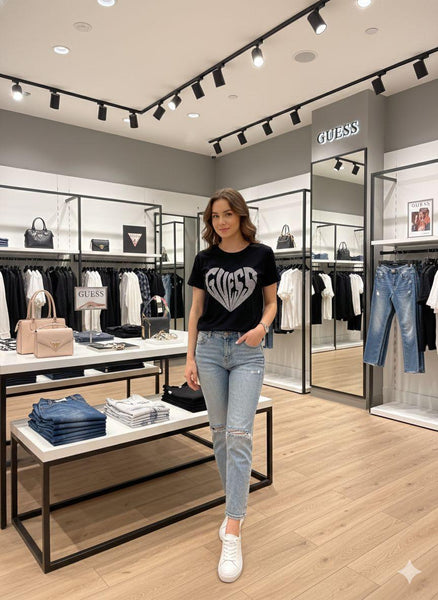 Women Stylish Black Graphic Print T-Shirt Trendy Casual Everyday Wear