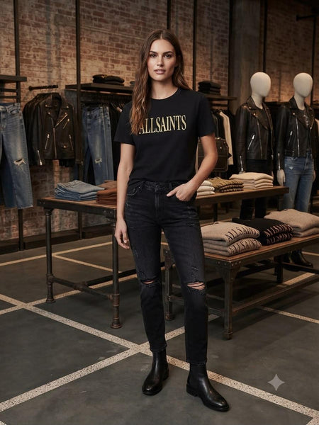 Women Black Graphic Print T-Shirt Stylish Casual Everyday Wear