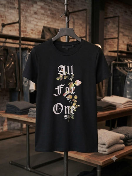 Women Black Floral Graphic Print T-Shirt – Stylish Casual Everyday Wear