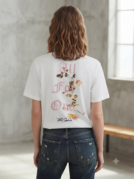 Women White Floral Graphic Print T-Shirt Stylish Casual Everyday Wear