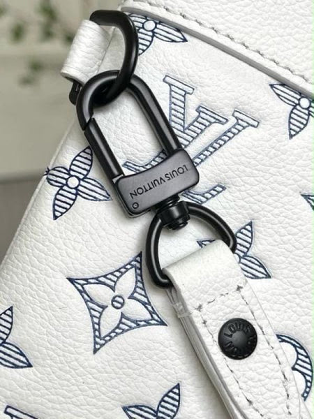 Women’s White Monogram Print Wristlet Clutch – Stylish & Compact Hand Pouch