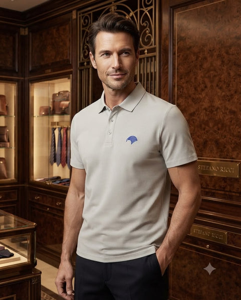 Premium Grey Polo T-Shirt with Signature Brand  Logo