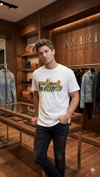luxury Men White Graphic Printed T-Shirt – Trendy Casual Short Sleeve Tee