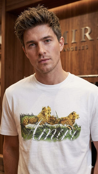 luxury Men White Graphic Printed T-Shirt – Trendy Casual Short Sleeve Tee