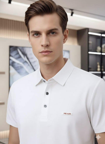 Men Premium White Polo T-Shirt with Classic Collar & Minimal Logo