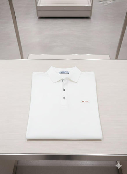 Men Premium White Polo T-Shirt with Classic Collar & Minimal Logo