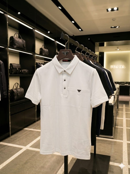Men Premium White Polo T-Shirt with Modern Chest Logo