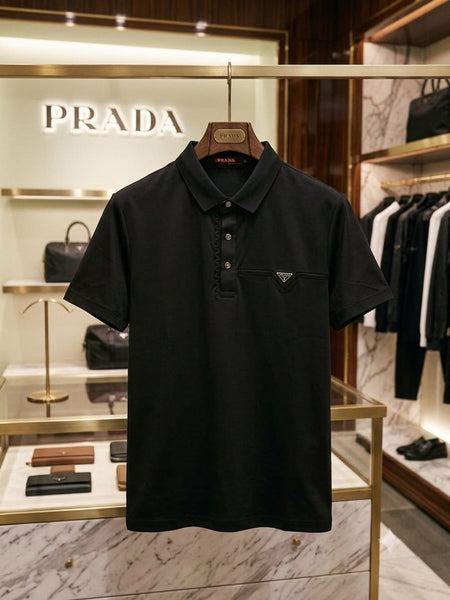 Men Premium Black  Polo T-Shirt with Modern Chest Logo