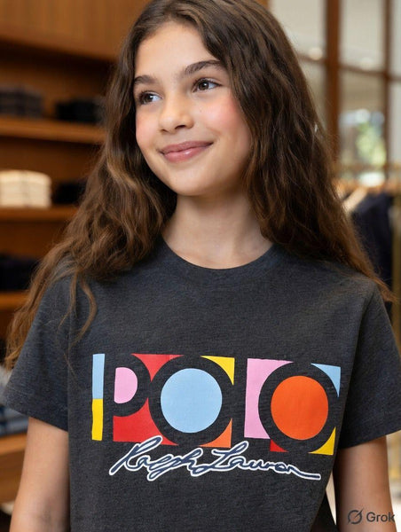 Premium Imported Retro Color-Block Polo Graphic Tee For Women