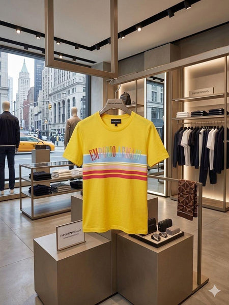 Men Premium Yellow Graphic Print T-Shirt Stylish Casual Round Neck Half Sleeve Tee
