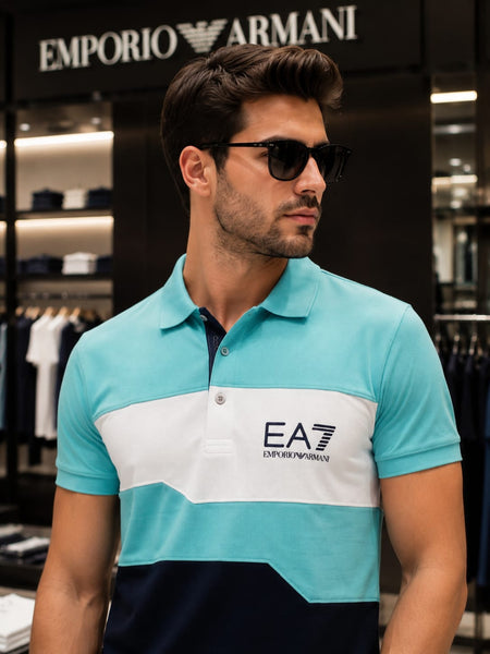 Men Premium Color Block Polo T-Shirt Smart Casual Half Sleeve Tee