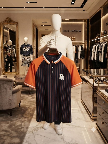 Men Trendy Black Polo Neck T-Shirt Vertical Stripe Design Soft & Breathable Casual Wear