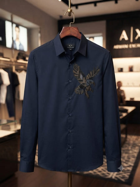 Men Premium Navy Blue Eagle  Casual Shirt