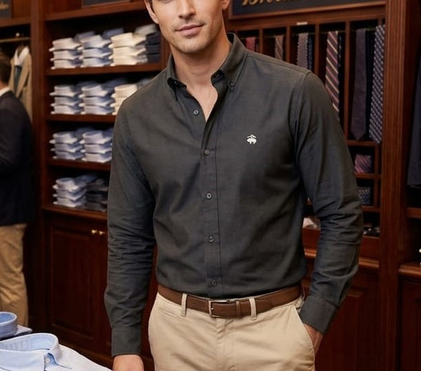 Premium Men Charcoal Grey Full Sleeve Casual Shirt