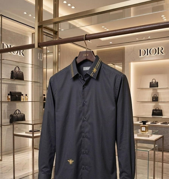 Premium Men Charcoal Grey Full Sleeve Casual Shirt with Contrast Collar Detail