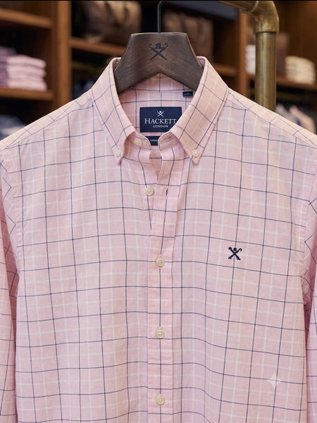 Premium Men Light Pink Checkered Full Sleeve Casual Shirt