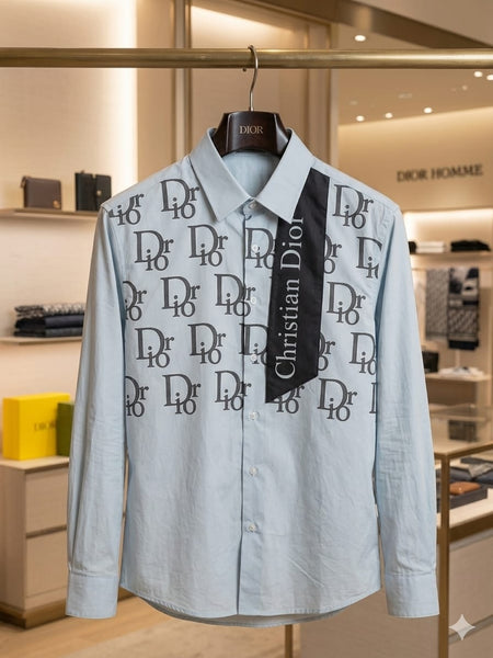 Men Premium Light Blue Printed Full Sleeve Casual Shirt – Modern Button-Down Shirt