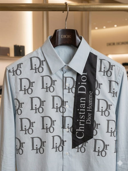 Men Premium Light Blue Printed Full Sleeve Casual Shirt – Modern Button-Down Shirt