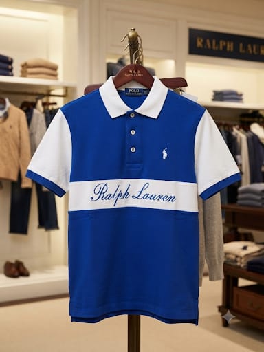 Men Blue Color block Polo T-Shirt | Premium Regular Fit