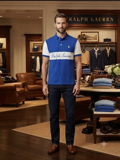 Men Blue Color block Polo T-Shirt | Premium Regular Fit