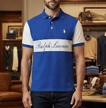 Men Blue Color block Polo T-Shirt | Premium Regular Fit