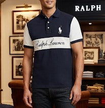 Men Navy Blue Color block Polo T-Shirt | Premium Regular Fit