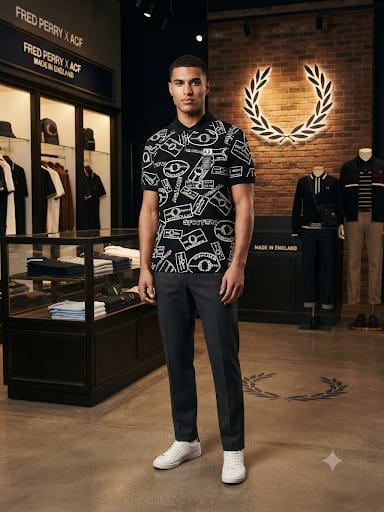 Men Black Graphic Print Polo T-Shirt | Premium Regular Fit | Short Sleeve Casual Polo