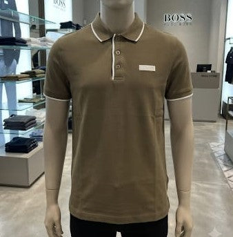 Men Premium Olive Green Polo T-Shirt with Contrast Tipped Collar | Regular Fit
