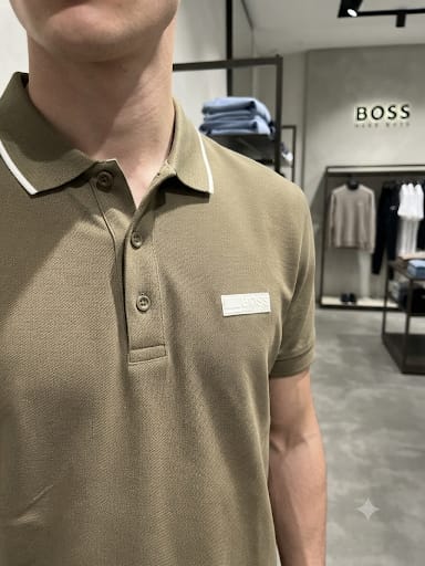 Men Premium Olive Green Polo T-Shirt with Contrast Tipped Collar | Regular Fit